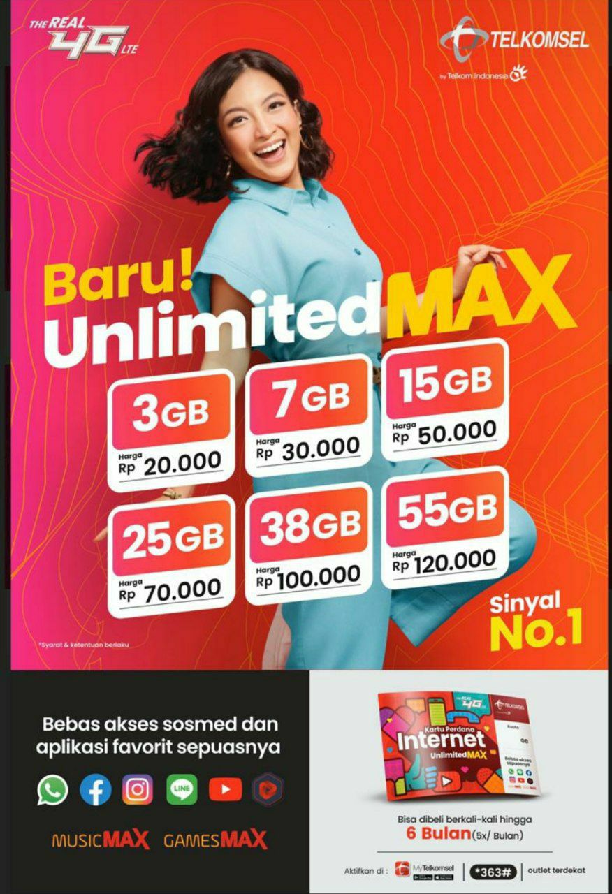 BULK TELKOMSEL UNLIMITED MAX - Unlimited Max 7GB