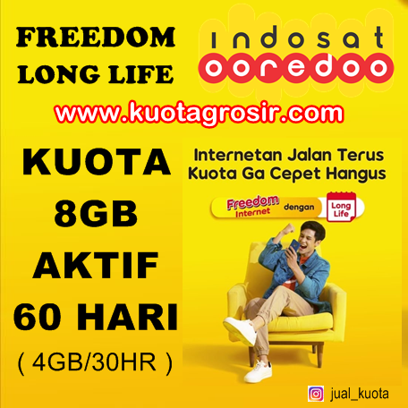 KUOTA INDOSAT FREEDOM LONG LIFE - Long Life 8GB/60hr (4GB/bln)