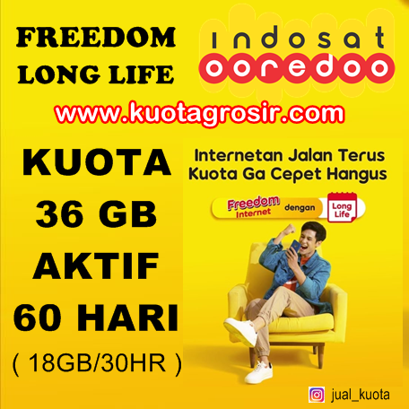 KUOTA INDOSAT FREEDOM LONG LIFE - Long Life 36GB/60hr (18GB/bln)