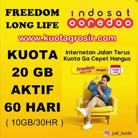 KUOTA INDOSAT FREEDOM LONG LIFE - Long Life 20GB/60hr (10GB/bln)