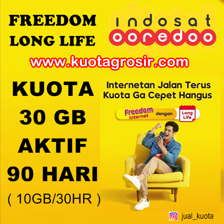 KUOTA INDOSAT FREEDOM LONG LIFE - Long Life 30GB/90hr (10GB/bln)