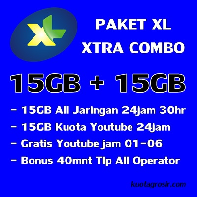 KUOTA XL XTRA COMBO - 15GB+15GB Youtube(free 01-06)+Telp 40m 30Hari