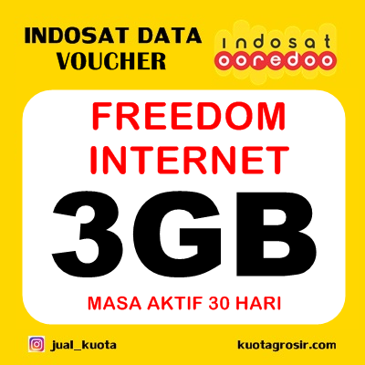 VOUCHER INDOSAT INDOSAT FREEDOM INTERNET - FreeInet 3GB, 30HR
