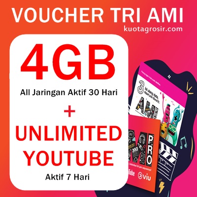 VOUCHER TRI TRI AMI - Voucher 4GB 30hr + Unlimited Youtube 7hr